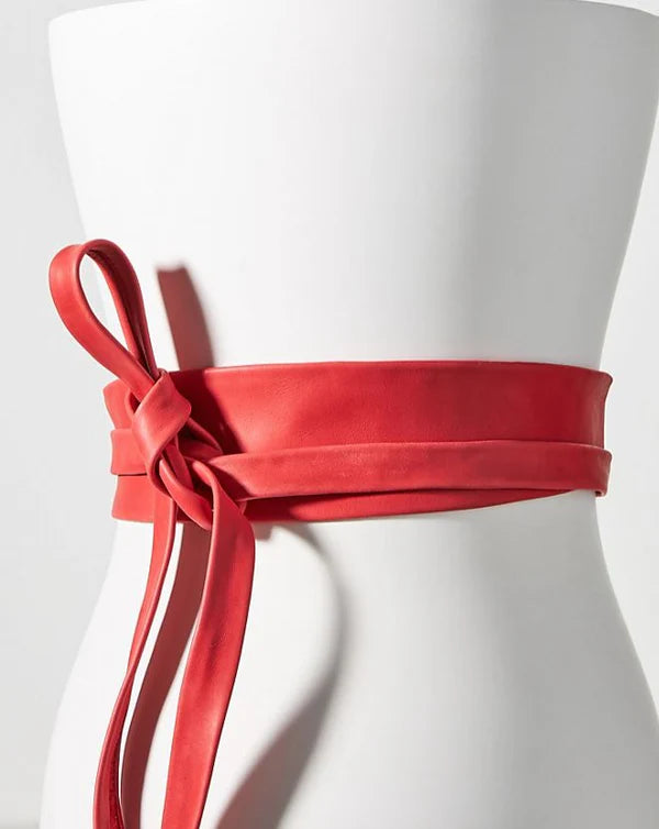 Ada Wide Genuine Leather Wrap Belt in two tone Red Wrap Belt – Malbec Leather Belt | ADA Collection main image 2
