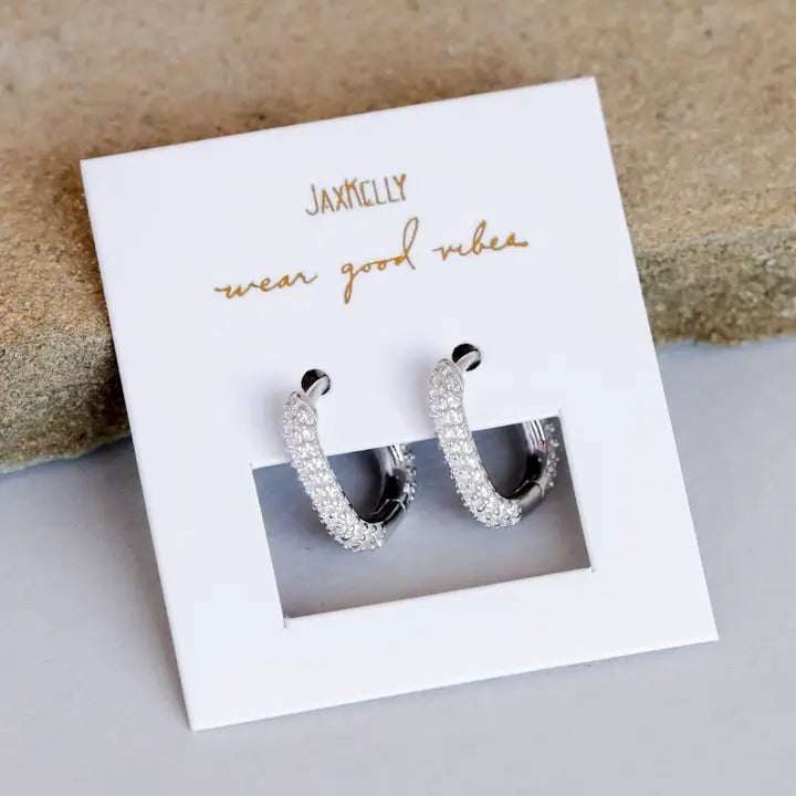 JAXKELLY SILVER PAVE HOOP