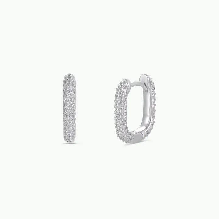 JAXKELLY SILVER PAVE HOOP