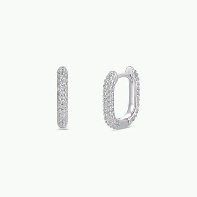 JAXKELLY SILVER PAVE HOOP