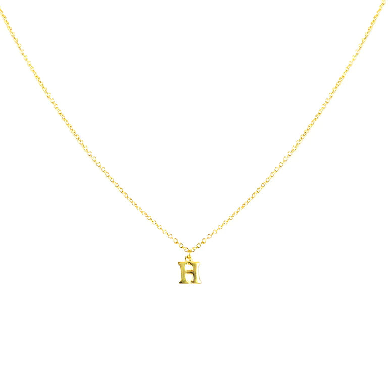 GOLD PLATED BLOCK LETTER INITIAL NECKLACE