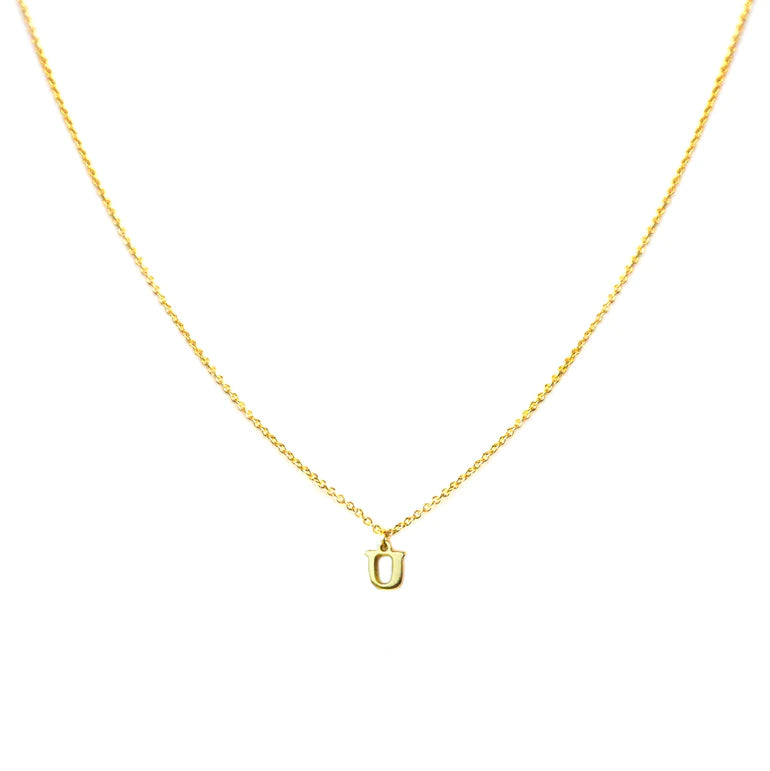 GOLD PLATED BLOCK LETTER INITIAL NECKLACE