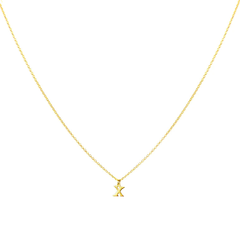 GOLD PLATED BLOCK LETTER INITIAL NECKLACE