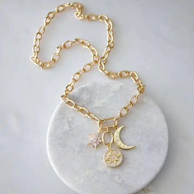 MESA BLUE CZ CELESTIAL CHARM NECKLACE