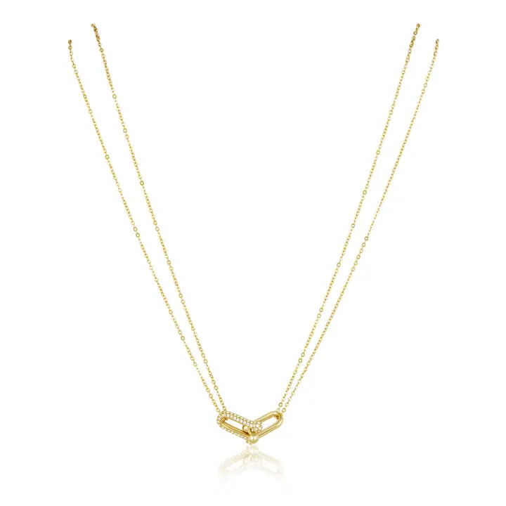 SAHIRA U LINK PAVE NECKLACE