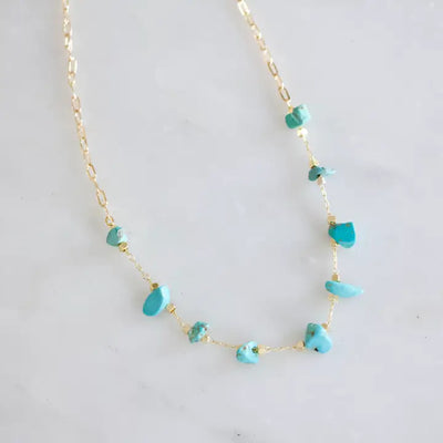 MESA BLUE TURQUOISE NUGGET PAPERCLIP NECKLACE