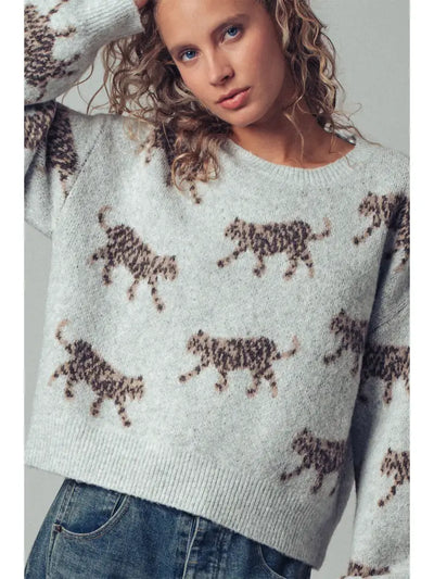 URBAN DAIZY LEOPARD KNIT CREWNECK