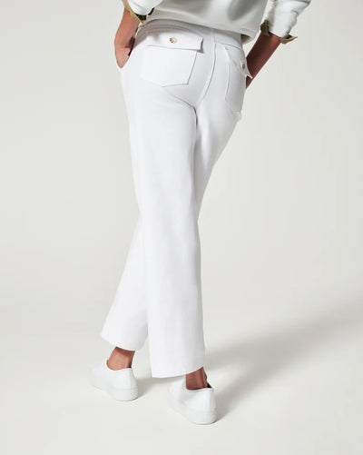 STRETCH TWILL CROP WIDE LEG PANTS