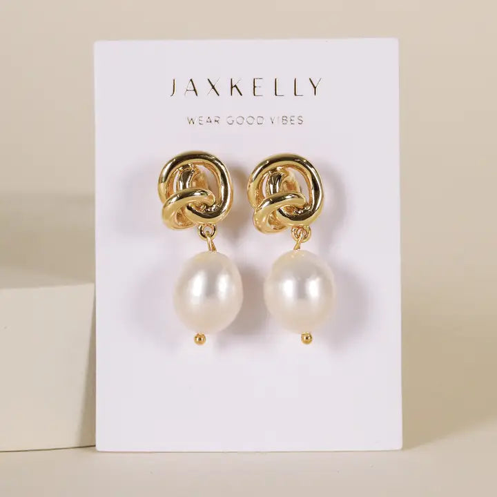 JAXKELLY PEARL KNOT EARRING