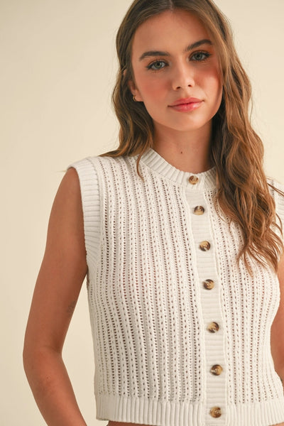 BUTTON DOWN CROCHET VEST