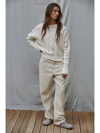 BY TOGETHER KNIT COTTON RIBBED PULLOVER