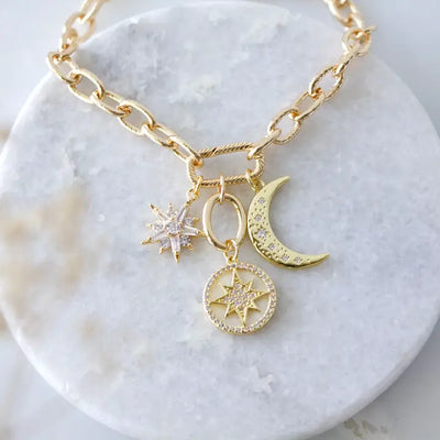 MESA BLUE CZ CELESTIAL CHARM NECKLACE