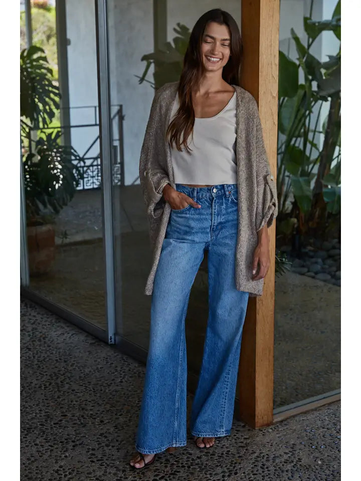 BY TOGETHER 3/4 SLV OPEN FRONT CARDIGAN