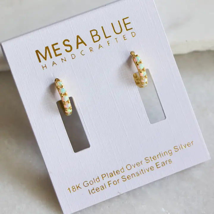 MESA BLUE OPAL HUGGIE EARRING