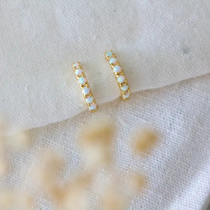 MESA BLUE OPAL HUGGIE EARRING
