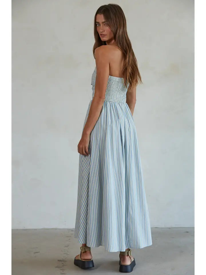 STRIPED FLARE MAXI DRESS