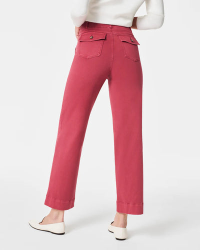 STRETCH TWILL CROP WIDE LEG PANTS