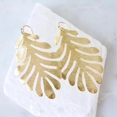 MESA BLUE BRASS FAN EARRINGS