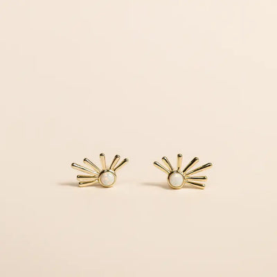 JAXKELLY SUNRAY WHITE OPAL GOLD EARRINGS