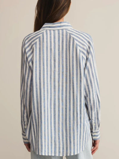 Z SUPPLY STRIPED LINEN BUTTON UP TOP