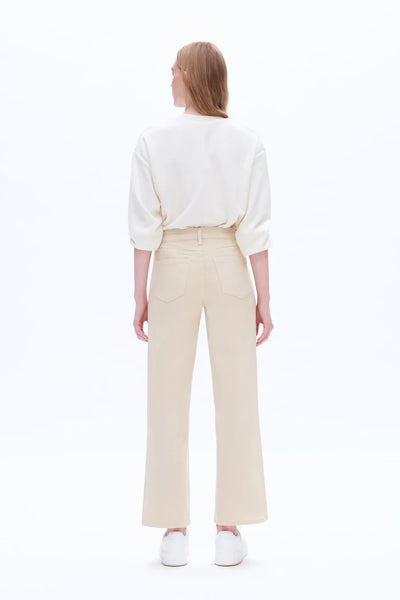 BAYEAS HIGH RISE WIDE LEG TWILL PANTS