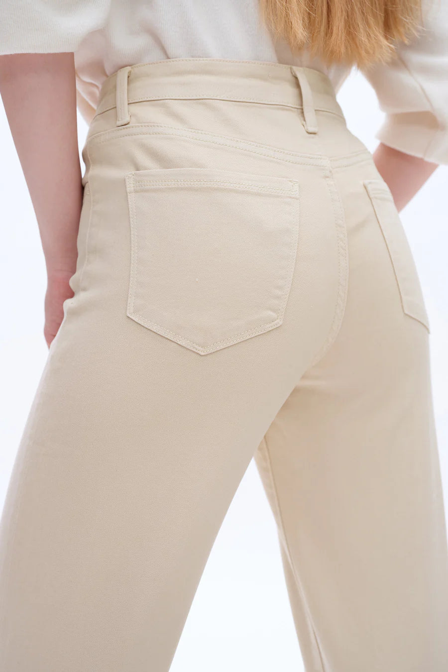 BAYEAS HIGH RISE WIDE LEG TWILL PANTS