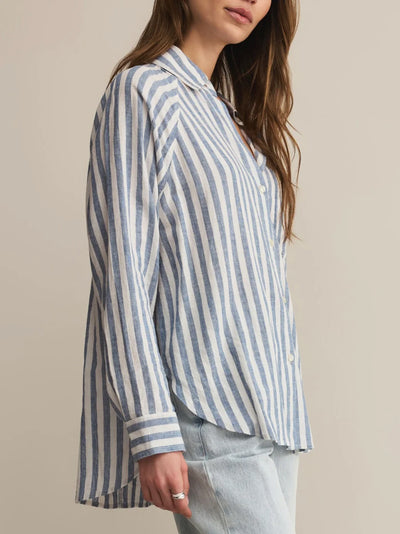 Z SUPPLY STRIPED LINEN BUTTON UP TOP