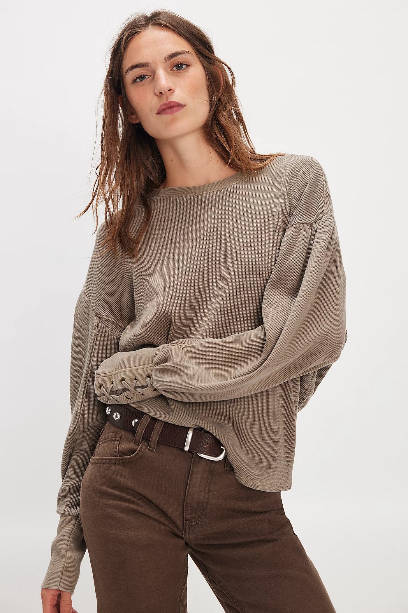 FREE PEOPLE LAPIS CUFF LONG SLEEVE TOP