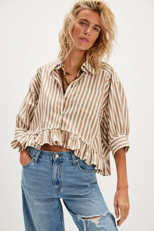 FREE PEOPLE BAILEY STRIPED BLOUSE