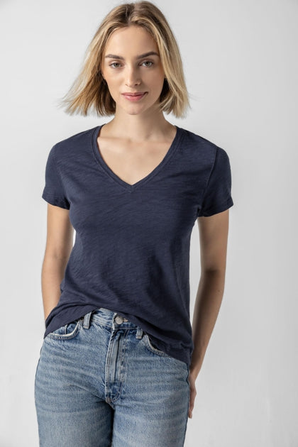 LILLA P SHORT SLEEVE V NECK