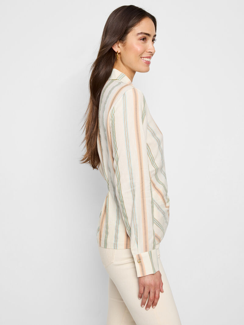 NIC + ZOE STRIPED WEEKLY WRAP WOVEN TOP