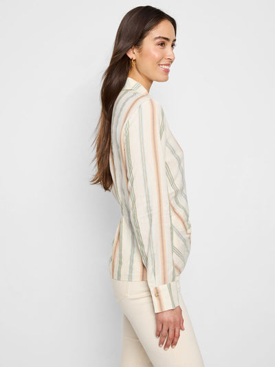 NIC + ZOE STRIPED WEEKLY WRAP WOVEN TOP