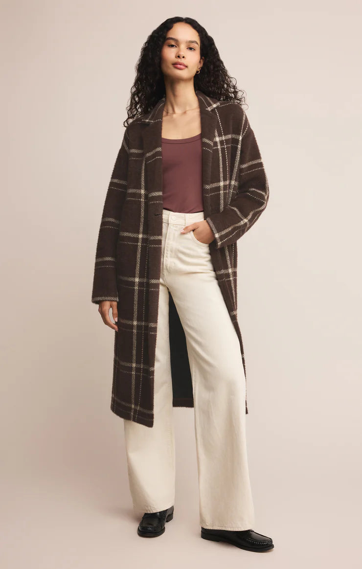 Z SUPPLY MASON KNIT PLAID COAT
