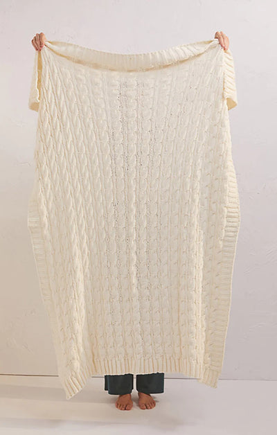 PLUSH CABLE KNIT BLANKET