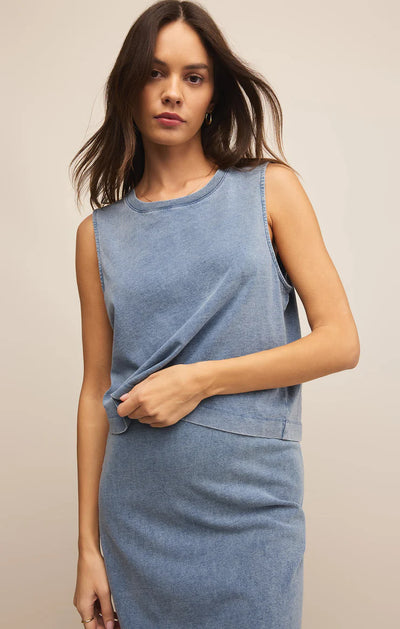 Z SUPPLY SLOANE JERSEY DENIM MUSCLE TANK
