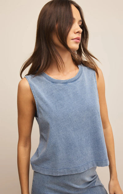 Z SUPPLY SLOANE JERSEY DENIM MUSCLE TANK