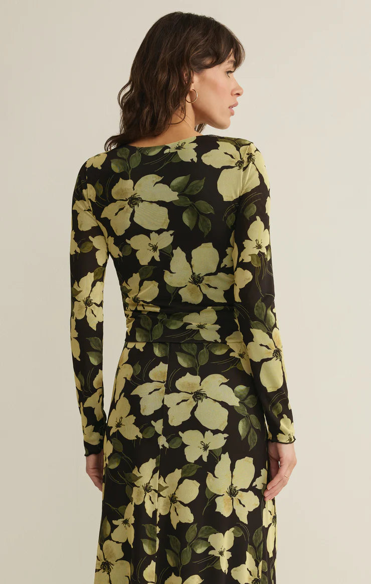 z supply long sleeve dress Z Supply Women's Taysha Ren Floral Mesh Top, Sunnyside