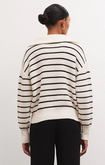 VILLA HALF ZIP STRIPE SWEATER