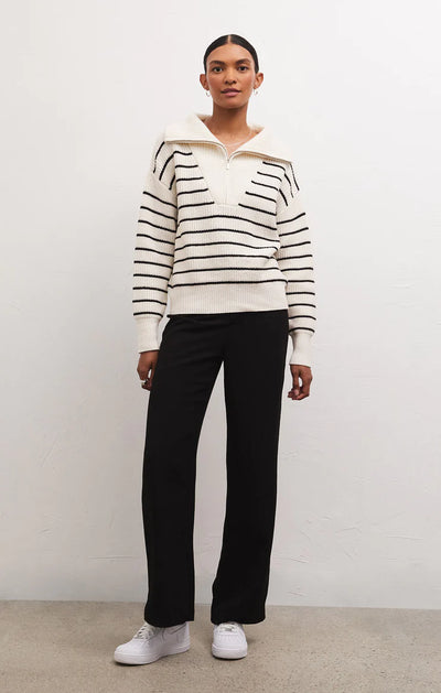 VILLA HALF ZIP STRIPE SWEATER
