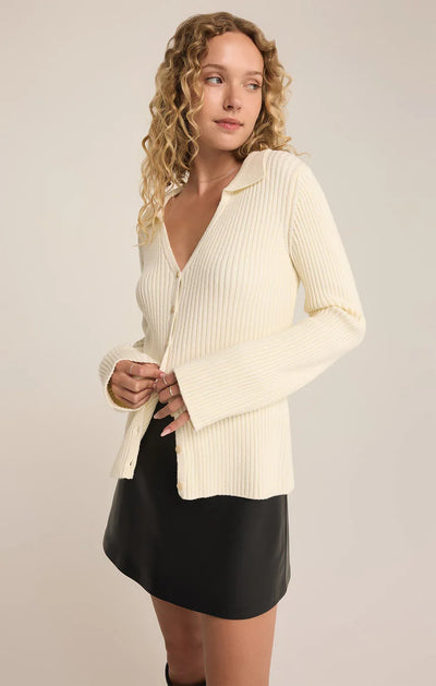 RINA BUTTON UP RIB SWEATER