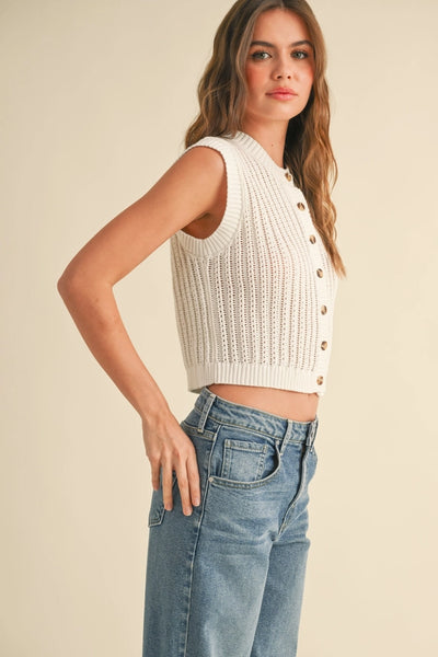 BUTTON DOWN CROCHET VEST