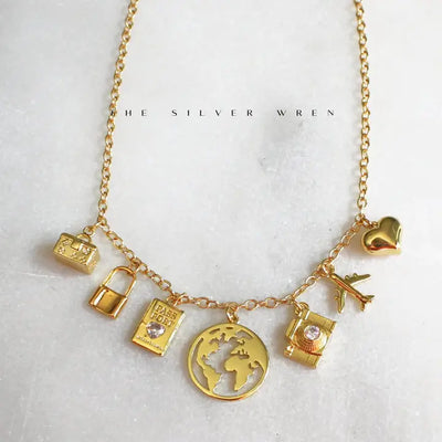 SILVER WREN MULTI CHARM TRAVEL NECKLACE
