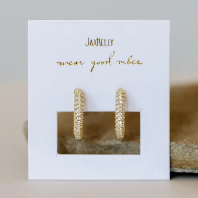 JAXKELLY GOLD PAVE HOOP
