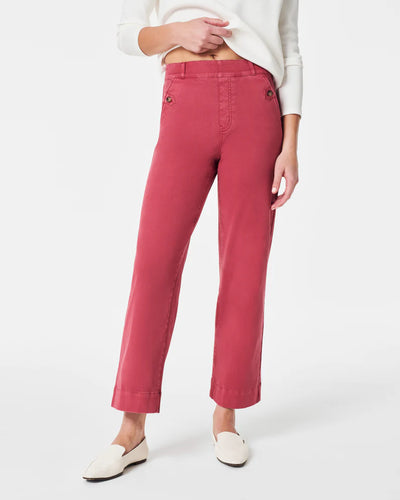 STRETCH TWILL CROP WIDE LEG PANTS