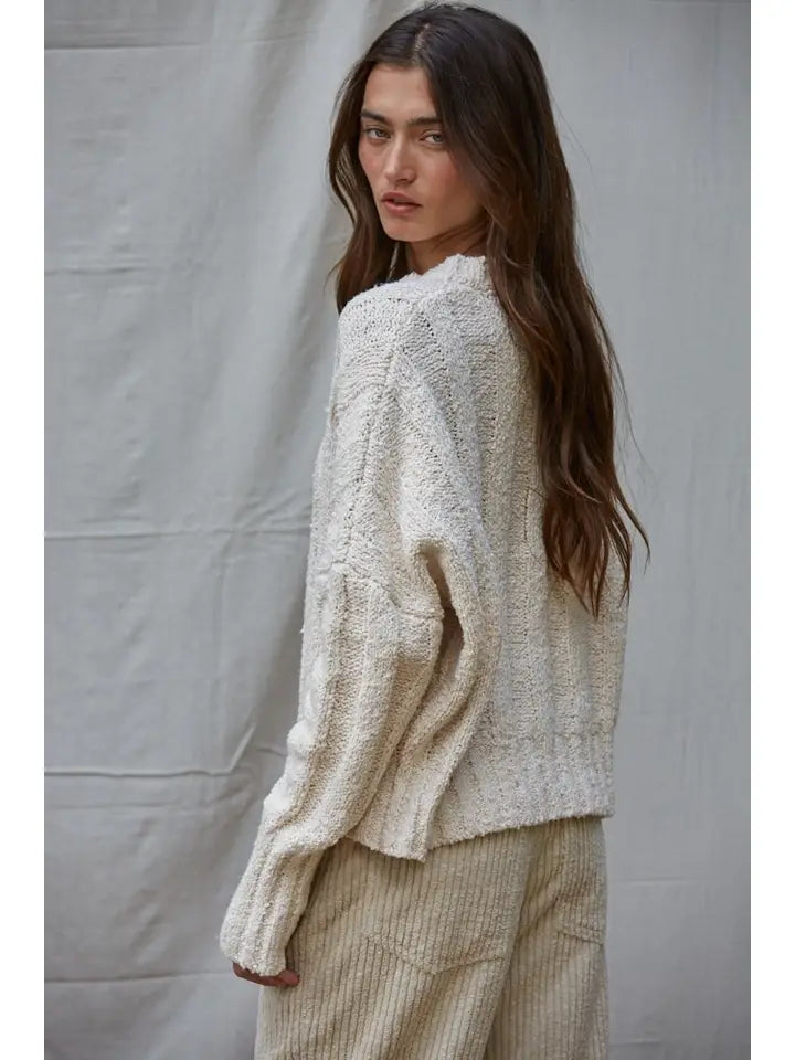 BY TOGETHER KNIT COTTON RIBBED PULLOVER