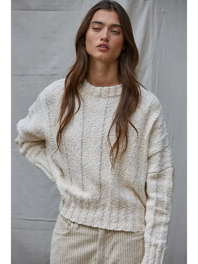 BY TOGETHER KNIT COTTON RIBBED PULLOVER