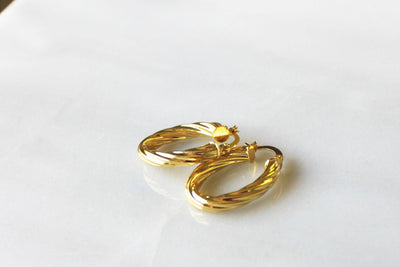SILVER WREN OVAL CHUNKY GOLD HOOPS