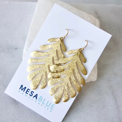 MESA BLUE BRASS FAN EARRINGS