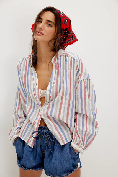 FREE PEOPLE STRIPED CLOTH SHIRT