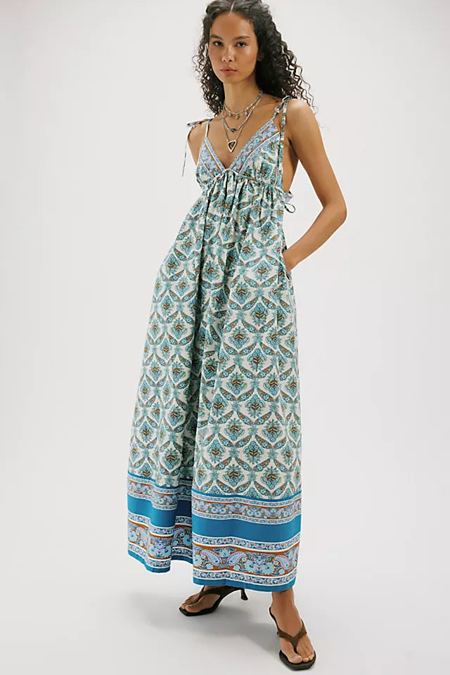 free people santorini maxi dress SORRENTO STROLL – Lunachics Choose tops and sweaters Maxi Dress Elegant Escape Summer Vibes Color:Nude/Gold